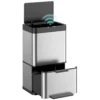 40L Sensormülleimer, 3 Fächer (2 X 12,5L + 15L), Mit Soft Close & Offenhaltefunktion, Silber