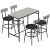 5 delig Bartafel Set Met 4 Stoelen, Industrieel Ontwerp, Voor Keuken, Eetkamer, Staal, Lichtgrijs