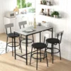 5 delig Bartafel Set Met 4 Stoelen, Industrieel Ontwerp, Voor Keuken, Eetkamer, Staal, Lichtgrijs