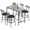 5 delig Bartafel Set Met 4 Stoelen, Industrieel Ontwerp, Voor Keuken, Eetkamer, Staal, Lichtgrijs