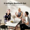 5 delig Bartafel Set Met 4 Stoelen, Industrieel Ontwerp, Voor Keuken, Eetkamer, Staal, Lichtgrijs