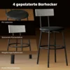 5 delig Bartafel Set Met 4 Stoelen, Industrieel Ontwerp, Voor Keuken, Eetkamer, Staal, Lichtgrijs