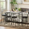5 delig Bartafel Set Met 4 Stoelen, Industrieel Ontwerp, Voor Keuken, Eetkamer, Staal, Lichtgrijs