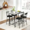 5 delig Bartafel Set Met 4 Stoelen, Industrieel Ontwerp, Voor Keuken, Eetkamer, Staal, Lichtgrijs