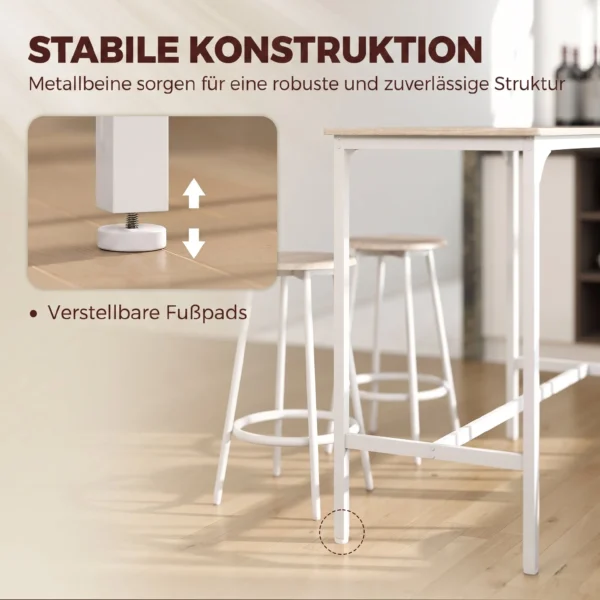 5 delig Bartafel Set Voor 4 Personen, Industriële Hoge Tafel Met Krukken Voor Keuken & Eetkamer, Eiken