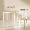 5 delige Eetgroep Voor 4 Personen, Landelijke Eettafel En Stoelen Van Massief Hout, Natuur/Wit