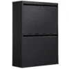 60L Müllschrank Mit Kippfächern, 4 fach Recycling Mülleimer, Schmal, Soft Close, Herausnehmbare Inneneimer, Schwarz