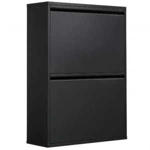 60L Müllschrank Mit Kippfächern, 4 fach Recycling Mülleimer, Schmal, Soft Close, Herausnehmbare Inneneimer, Schwarz