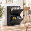 60L Müllschrank Mit Kippfächern, 4 fach Recycling Mülleimer, Schmal, Soft Close, Herausnehmbare Inneneimer, Schwarz