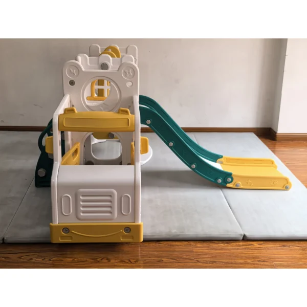 7 In 1 Kinderglijbaan Met Schommel Tunnel Tuin Glijbaan Met Auto Stuur Toeter Klimrek 4PCS Modules 1 4 Jaar Wit