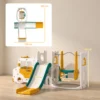 7 In 1 Kinderglijbaan Met Schommel Tunnel Tuin Glijbaan Met Auto Stuur Toeter Klimrek 4PCS Modules 1 4 Jaar Wit