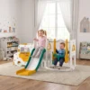7 In 1 Kinderglijbaan Met Schommel Tunnel Tuin Glijbaan Met Auto Stuur Toeter Klimrek 4PCS Modules 1 4 Jaar Wit