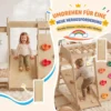 7 in 1 Montessori Klettergerüst Indoor Holz Spielplatz Mit Rutsche Kletterwand Kletterstangen Basketballkorb Leiter