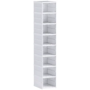8 traps Schoenenrek, Schoenenkast, Opvouwbaar, Geventileerde Achterkant, Kunststof, Wit
