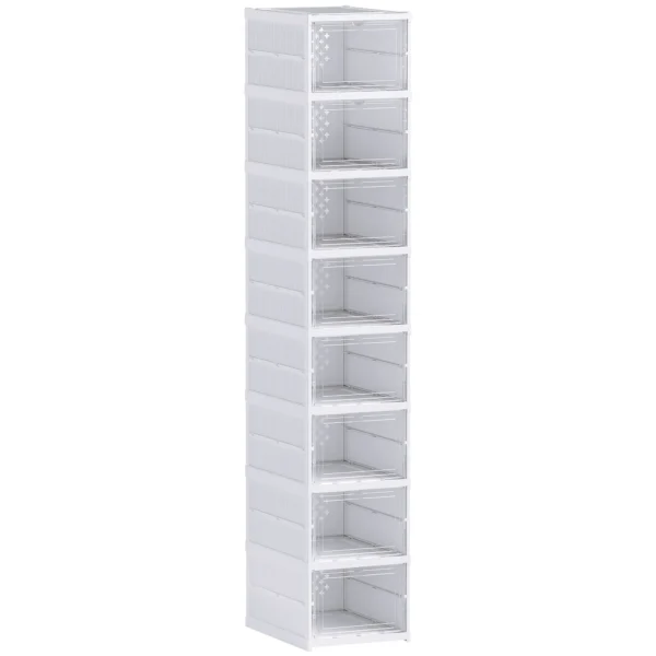 8 traps Schoenenrek, Schoenenkast, Opvouwbaar, Geventileerde Achterkant, Kunststof, Wit