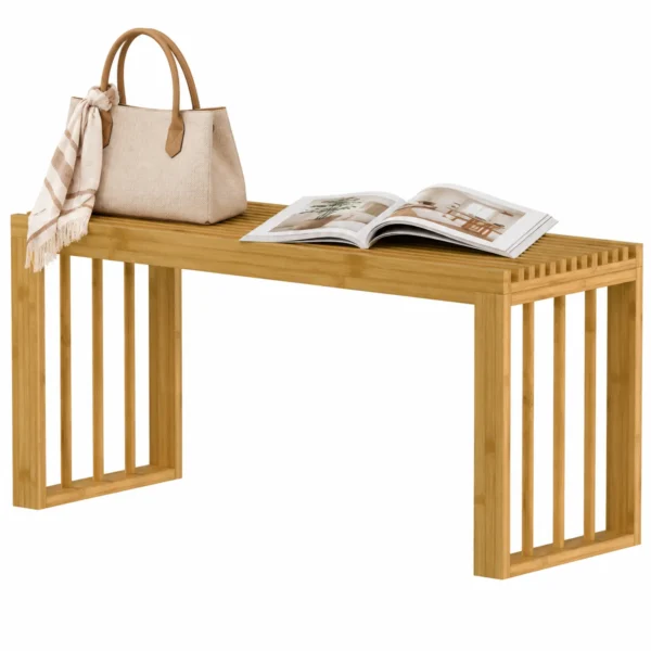 90 Cm Bamboe Schoenenbank, Halbank Zonder Rugleuning, Zitbank Voor Entree, Natuur