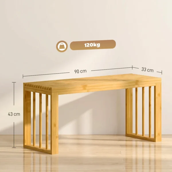 90 Cm Bamboe Schoenenbank, Halbank Zonder Rugleuning, Zitbank Voor Entree, Natuur