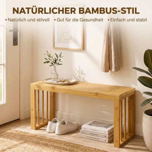 90 Cm Bamboe Schoenenbank, Halbank Zonder Rugleuning, Zitbank Voor Entree, Natuur