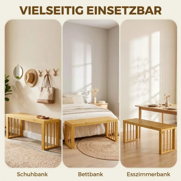 90 Cm Bamboe Schoenenbank, Halbank Zonder Rugleuning, Zitbank Voor Entree, Natuur