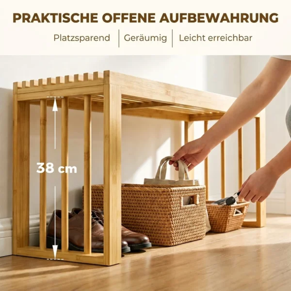 90 Cm Bamboe Schoenenbank, Halbank Zonder Rugleuning, Zitbank Voor Entree, Natuur