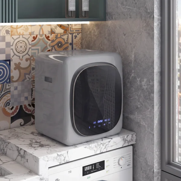 Abluftdroger 2,5 Kg Met Smart Modus, 800 W Compactdroger Met RVS Trommel, Zilver