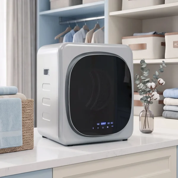 Abluftdroger 2,5 Kg Met Smart Modus, 800 W Compactdroger Met RVS Trommel, Zilver