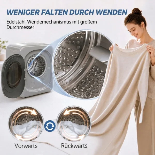 Abluftdroger 2,5 Kg Met Smart Modus, 800 W Compactdroger Met RVS Trommel, Zilver