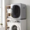 Abluftdroger 2,5 Kg Met Smart Modus, 800 W Compactdroger Met RVS Trommel, Zilver