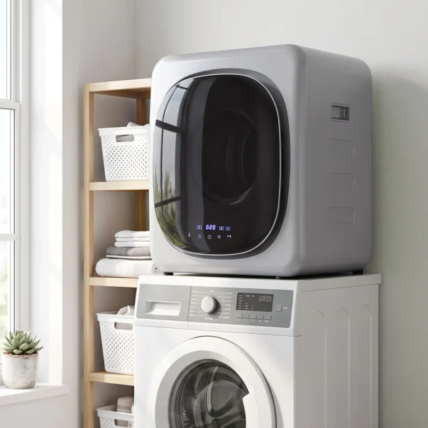 Abluftdroger 2,5 Kg Met Smart Modus, 800 W Compactdroger Met RVS Trommel, Zilver