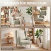 Accentstoel, Fauteuil Met Linnen look, Hoge Rugleuning, Brede Zitting, Lendenkussen, Beige