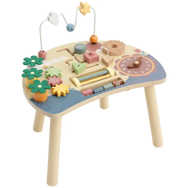 Activiteitentafel Hout 6 in 1 Speeltafel Met Tandwielen Motoriekloop Abacus Wortels Leerhorloge Voor Baby 1 3 Jaar