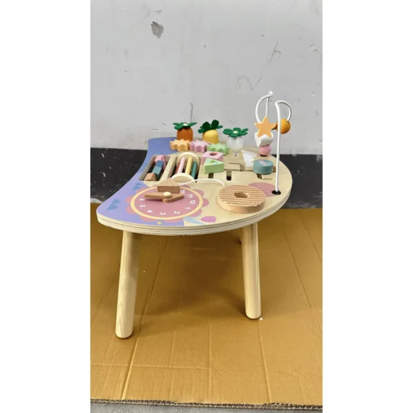 Activiteitentafel Hout 6 in 1 Speeltafel Met Tandwielen Motoriekloop Abacus Wortels Leerhorloge Voor Baby 1 3 Jaar