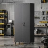 Archiefkast, Afsluitbare Metalen Kast Met Wielen, Verstelbare Planken, Van Staal, 80 X 40 X 180 Cm Zwart