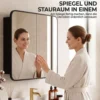 Badezimmer Spiegelschrank Wandmontiert, Badezimmerschrank Mit Magnettür In Schwarz