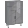 Badezimmerschrank, Badkommode, 2 Schubladen, Verstellbares Regal, Holz, Grau