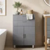 Badezimmerschrank, Badkommode, 2 Schubladen, Verstellbares Regal, Holz, Grau