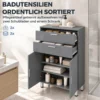 Badezimmerschrank, Badkommode, 2 Schubladen, Verstellbares Regal, Holz, Grau