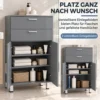 Badezimmerschrank, Badkommode, 2 Schubladen, Verstellbares Regal, Holz, Grau