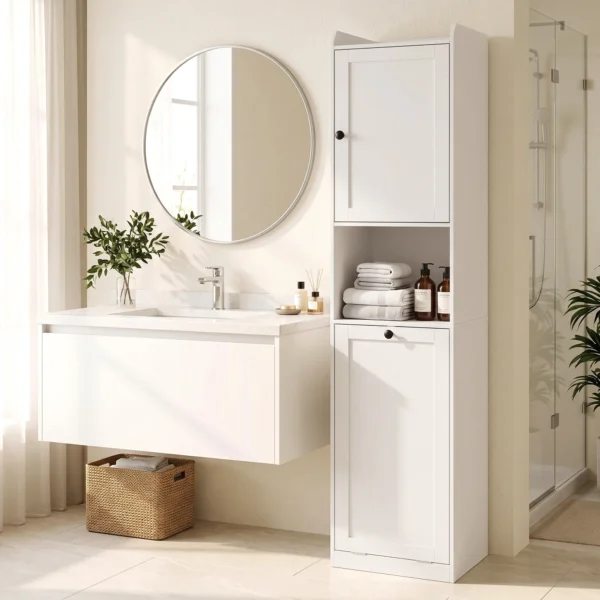 Badkamerkast Met Wasmand 40 Cm Breed Wit