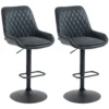 Barhocker Küchenhocker Designhocker, Höhenverstellbar, Mit Fußstütze, 51 Cm X 59 Cm X 117 Cm, Schwarz
