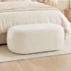 Bettbank Voll Gepolstert Kiesel Design Chenille Polsterbank Mit Kunststofffüßen 98 Cm Cremeweiß