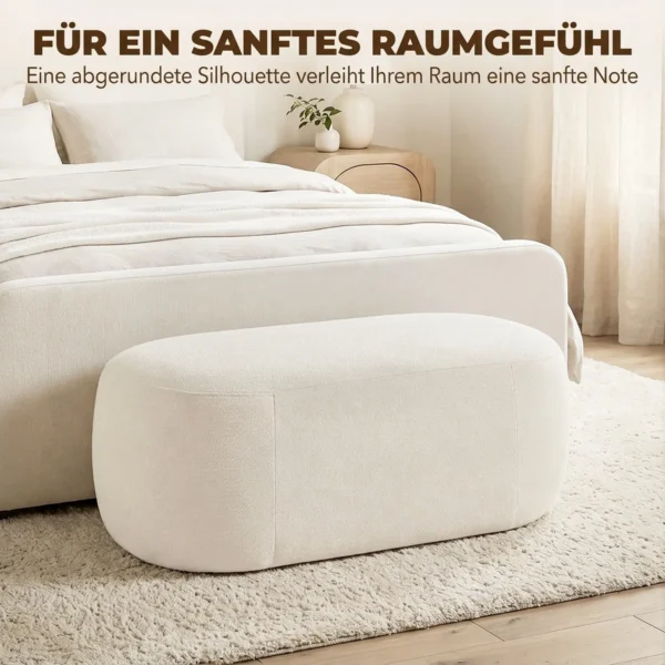 Bettbank Voll Gepolstert Kiesel Design Chenille Polsterbank Mit Kunststofffüßen 98 Cm Cremeweiß