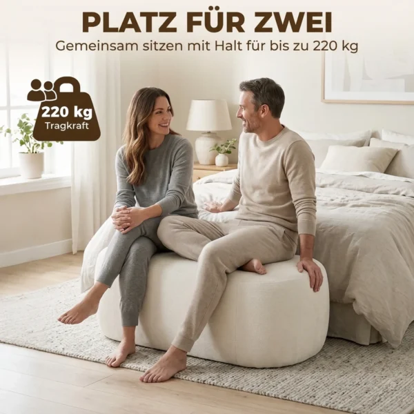 Bettbank Voll Gepolstert Kiesel Design Chenille Polsterbank Mit Kunststofffüßen 98 Cm Cremeweiß