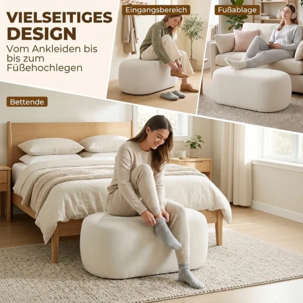 Bettbank Voll Gepolstert Kiesel Design Chenille Polsterbank Mit Kunststofffüßen 98 Cm Cremeweiß