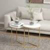 Bijzettafel 2 delig Set, Moderne Salontafel Met Gouden Stalen Poten Voor Woonkamer, Slaapkamer