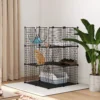 Binnen Kattenkooi 105 Cm, Stalen Kattenverblijf Met 3 Deuren, DIY aanpasbaar Ontwerp Voor Kittens Onder 4kg