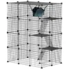Binnen Kattenkooi 140 Cm, 4 verdiepingen Stalen Kattenverblijf Met 5 Deuren, Ladders, Hangmat En Platform, DIY Zwart