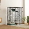 Binnen Kattenkooi 140 Cm, 4 verdiepingen Stalen Kattenverblijf Met 5 Deuren, Ladders, Hangmat En Platform, DIY Zwart