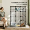 Binnen Kattenkooi 140 Cm, 4 verdiepingen Stalen Kattenverblijf Met 5 Deuren, Ladders, Hangmat En Platform, DIY Zwart