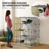 Binnen Kattenkooi 140 Cm, 4 verdiepingen Stalen Kattenverblijf Met 5 Deuren, Ladders, Hangmat En Platform, DIY Zwart